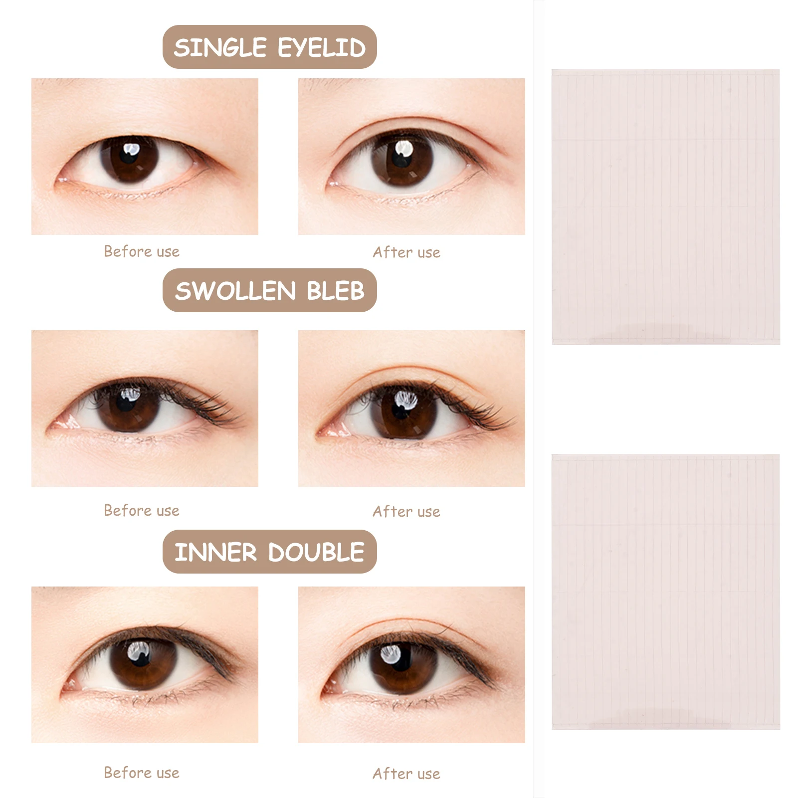 

4 Sheets Invisible Double Eyelid Fiber Tapes Stickers Waterproof Breathable Transparent Eyelid Tape For Women Girls Round