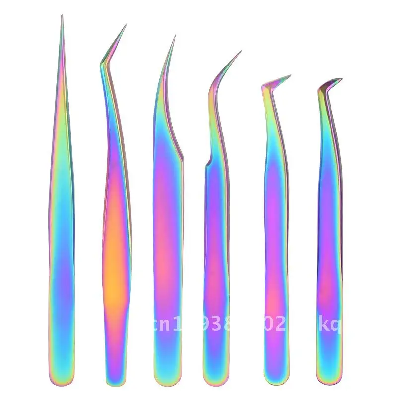 

Colorful Stainless Steel Eyelash Tweezers Golden Feather Clip Professional False Eyelashes Grafting Tool for Beauty Salon