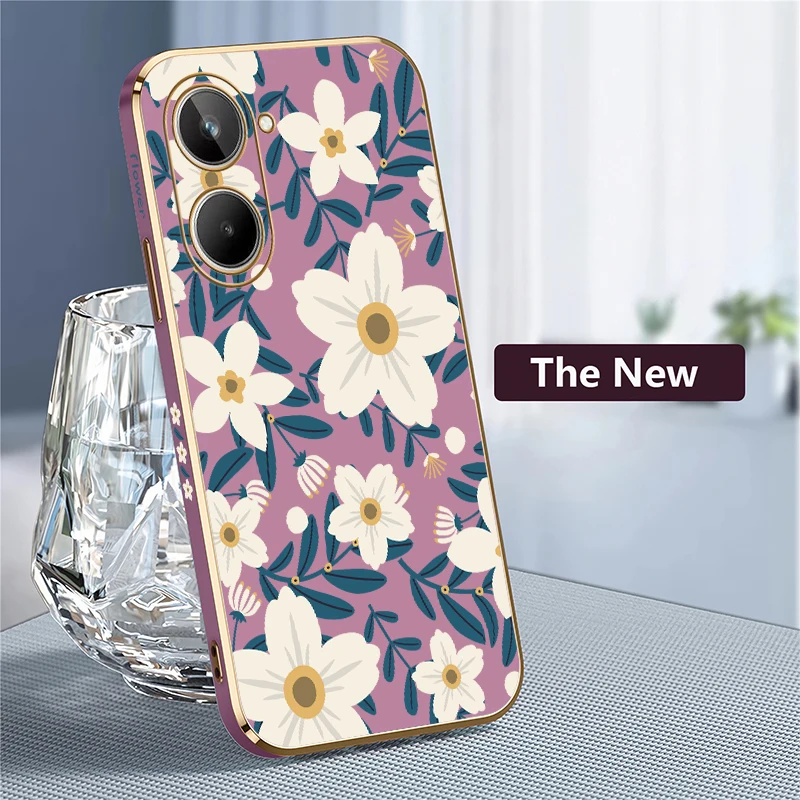 Flower Floral Pattern Phone Case For OPPO Realme 12 Pro Plus 12 10 11 Pro 9i 4G 11 5G Plating Silicone Soft Shockproof Cover - Image 4