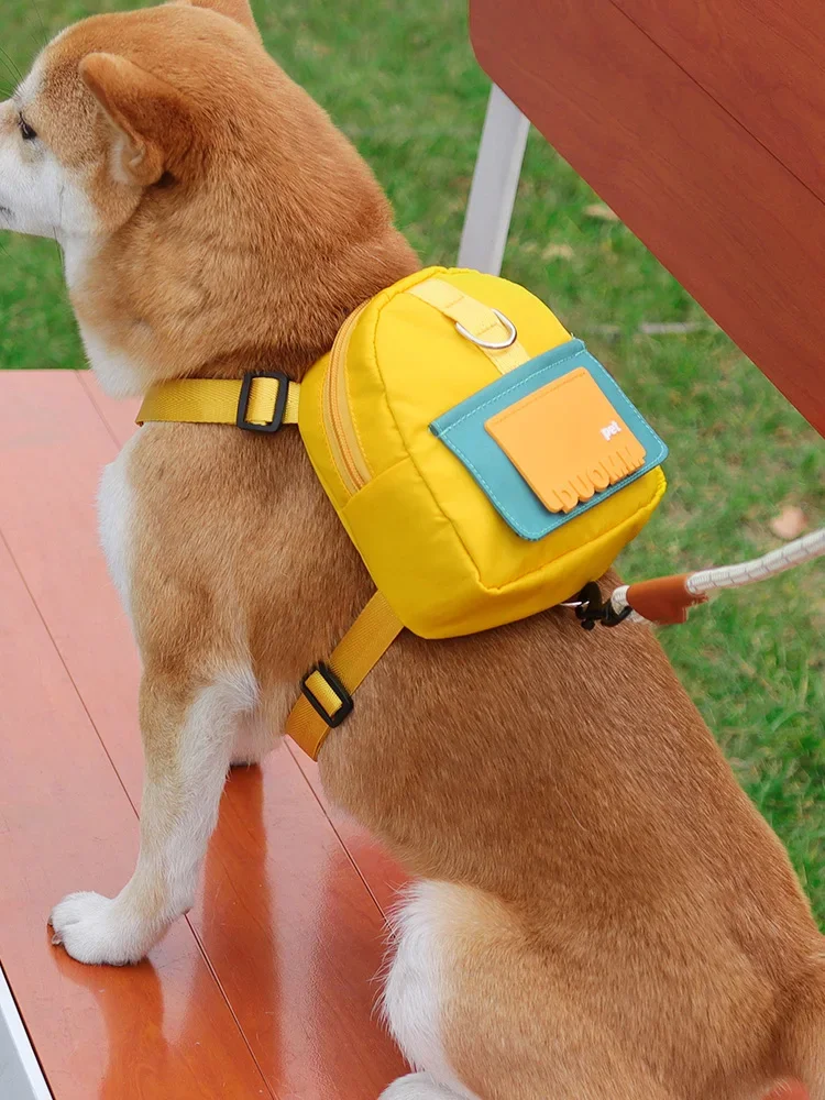 Pet dog, book, snack, portable small and medium-sized dog, drawstring, chest strap, backpack