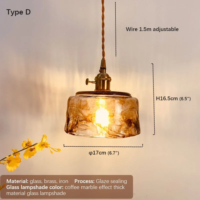 TEMOU lampada a sospensione in ottone nordico moderna camera da letto lampada da comodino Art Glass LED Restaurant Bar lampadario corridoio