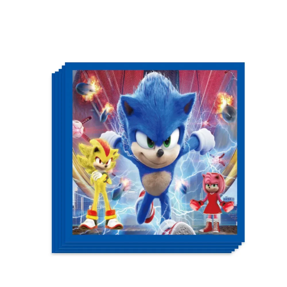 ใหม่Sonicวันเกิดตกแต่งHedgehog Action Figure Partyกระดาษแผ่นมีดส้อมกระดาษผ้าเช็ดตัวถ้วยผ้าปูโต๊ะของเล่นเด็กของขวัญ