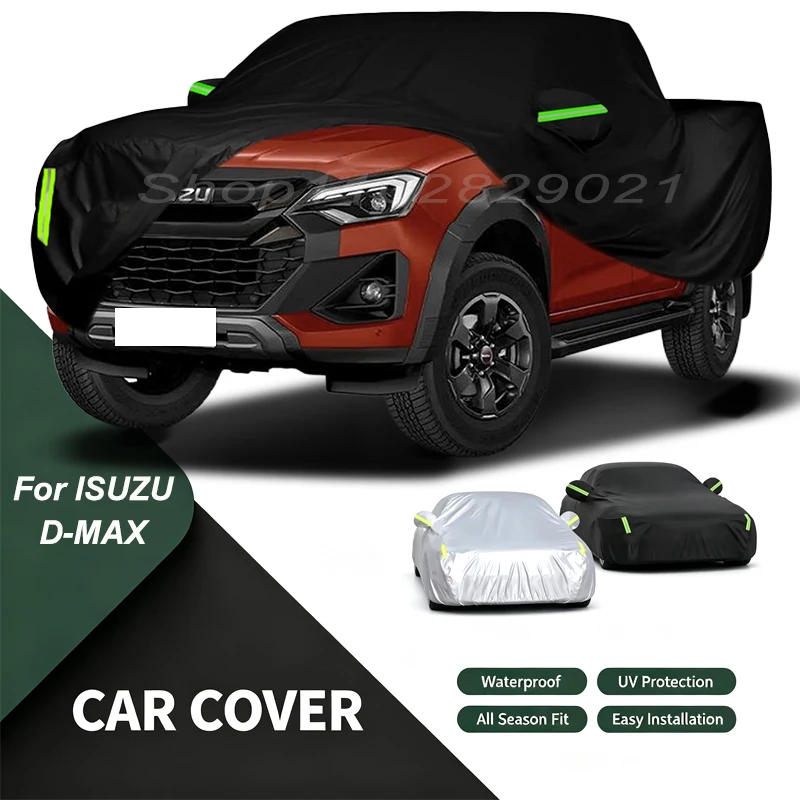 Full Car Cover For ISUZU D-MAX All Weather Outdoor Snow Sun UV Dustproof with Reflective Strips Wind Straps