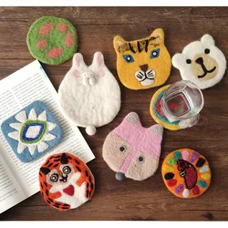 INS Style Handmade Wool Felt Coasters Animal Insulation Cute Ornaments Photography Props Placemat for Dining Table Holiday Gifts