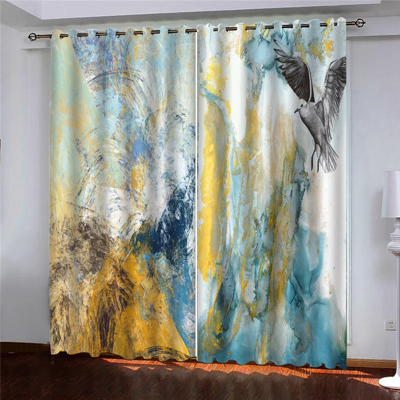 Customized Curtains Living Room Marble Texture Blackout Curtains For Windows Bedroom Room Decor 2 Pieces Home