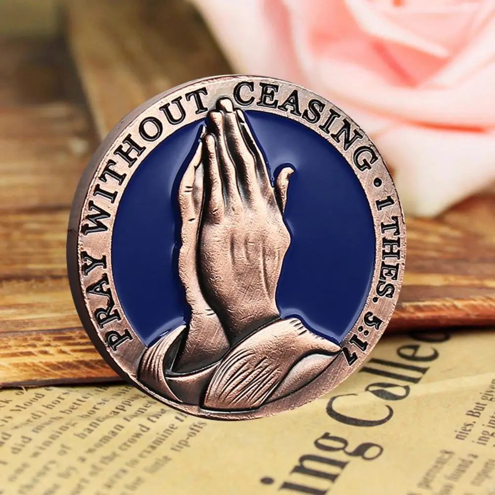 Christian Faith Souvenir Durable Metal Prayer Coin Christian Prayer Coin Set with Praying Hands for Christian for Encouragement