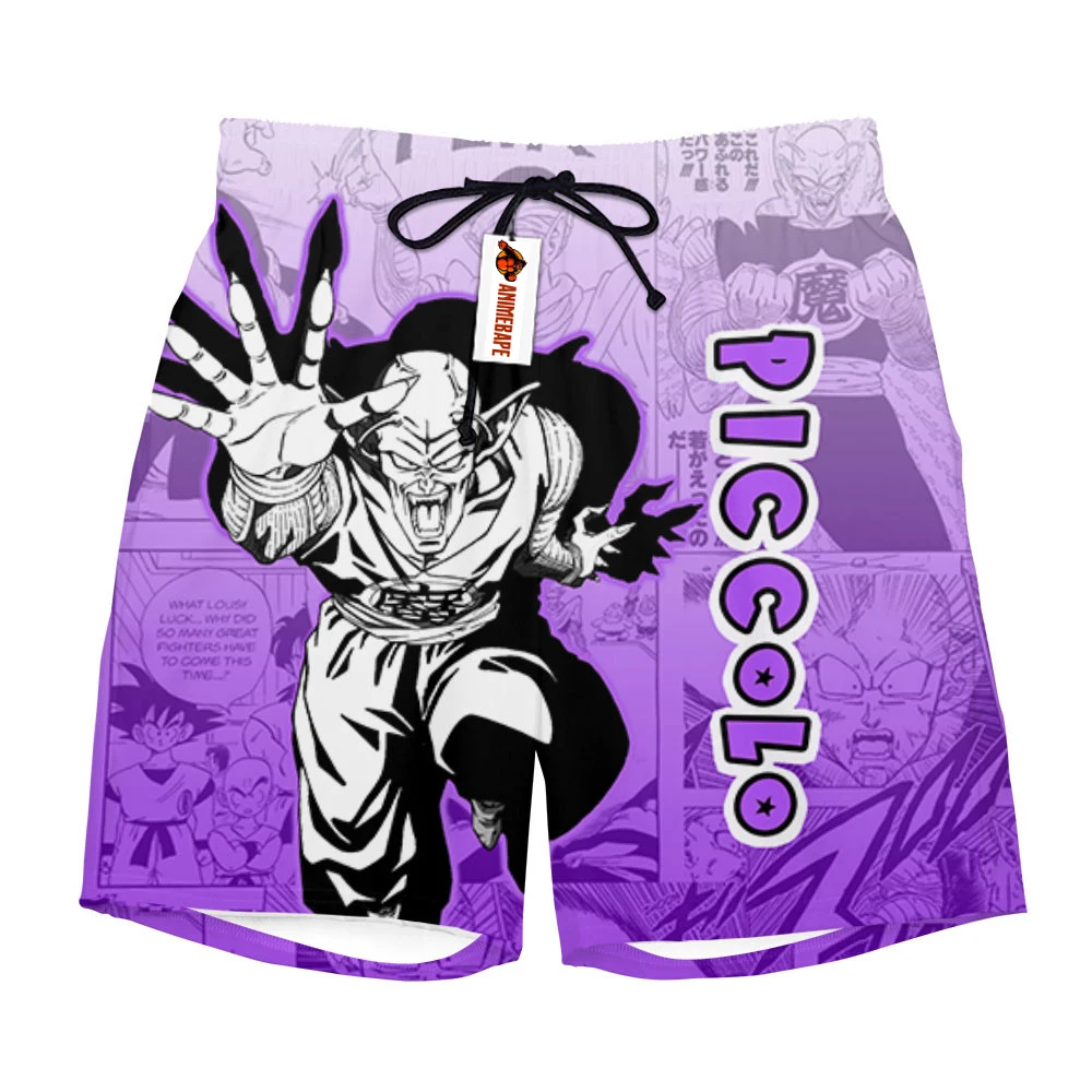 

Новые летние быстросохнущие шорты с принтом в стиле манга Dragon Ball Z Piccolo Purple Gradient, мужские повседневные дышащие пляжные шорты в стиле аниме