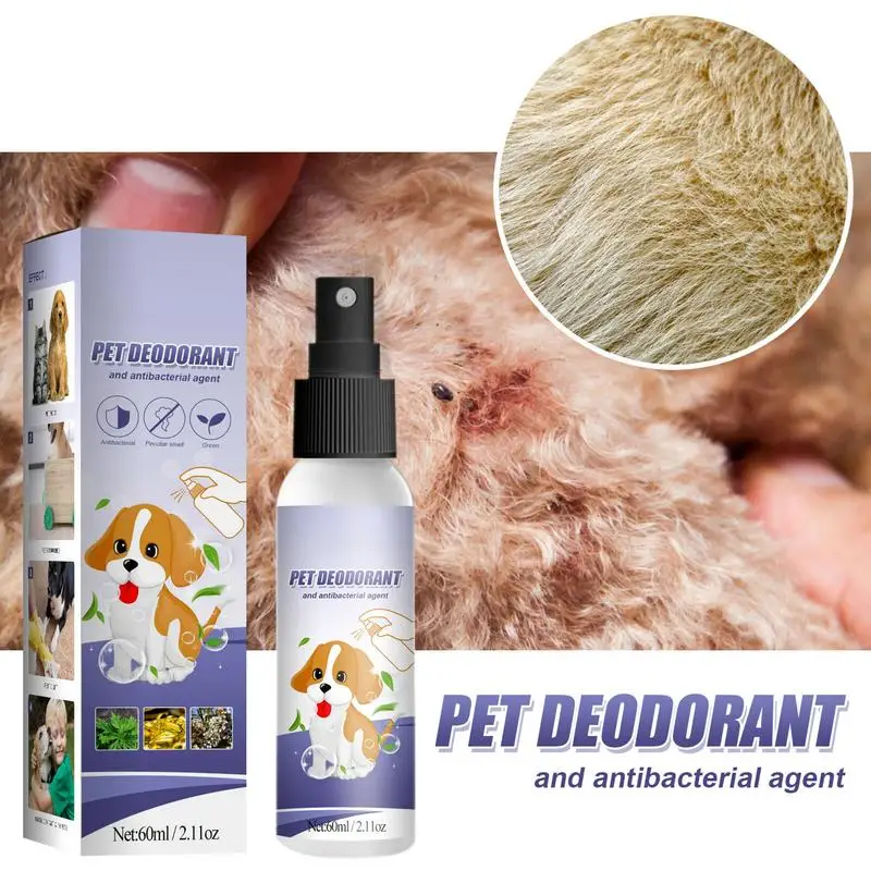 60ML Pet Deodorant Spray Deodorising Odor Liquid Perfume For Dogs Cats Efficientive Grooming Products For Puppy With Portulaca