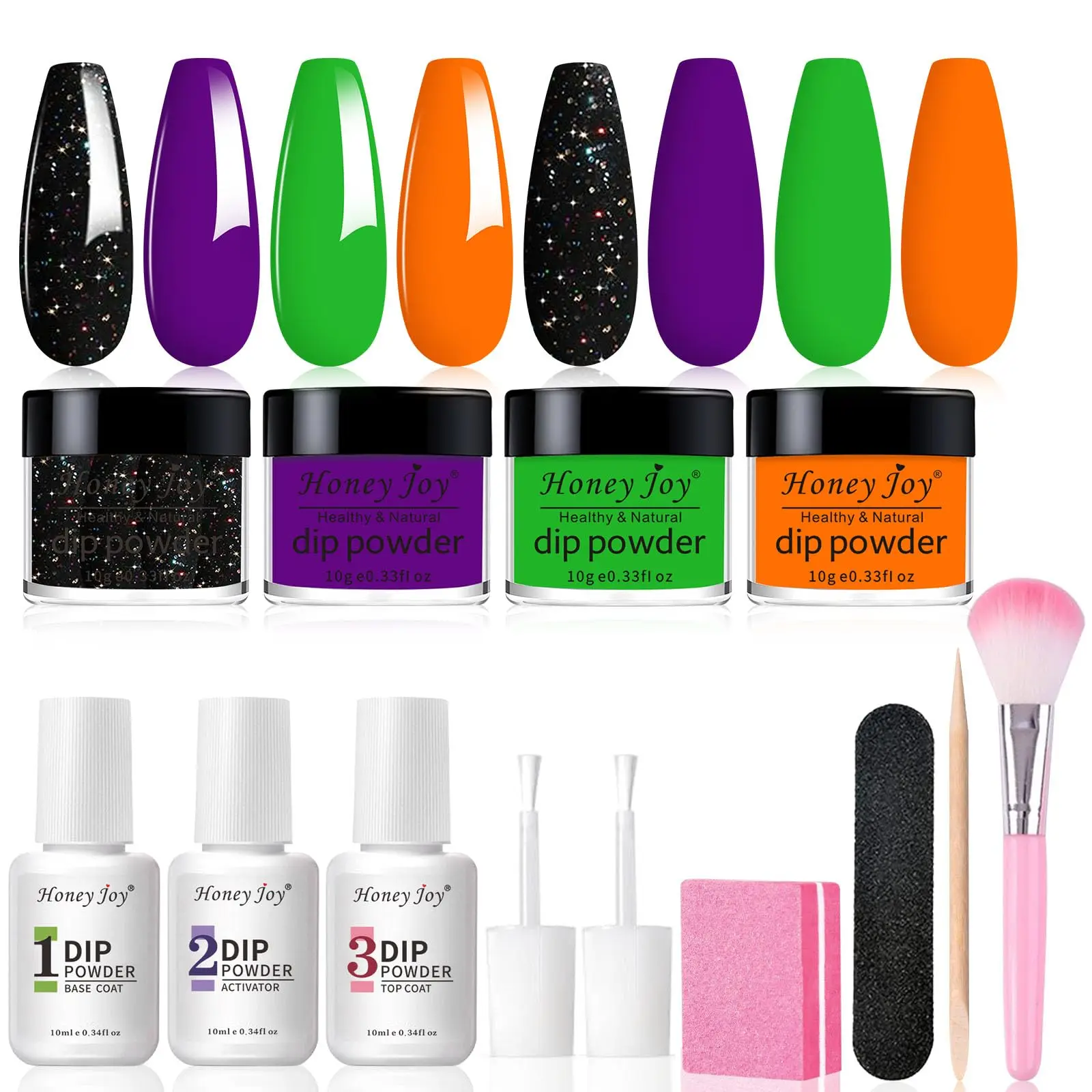 

Dip Powder Nail Kit Halloween Witch Black Pumpkin Orange Mystic Purple Dipping Powder Liquid Set for Nail Art Salon DIY Gift