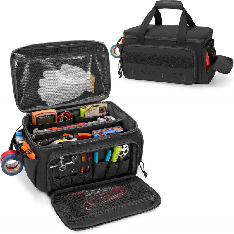 14" Heavy Duty Tactical Tool Bag Non-Slip Base Multipurpose Work Organizer for Handyman,Carpenter,Durable Portable Tool Storage
