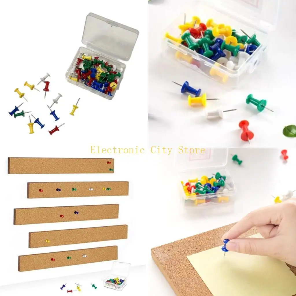 50 PCS coloridos Pins Press Tacks Pushpins Decorative Pushpins Taches oficina Suministros oficina Póster Pins Hu8d