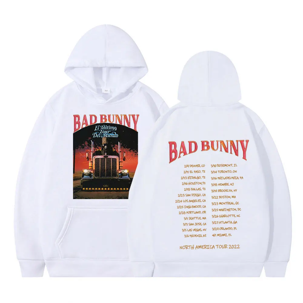 2022 Bad Bunny El Ulitimo Tour Delmundo Tour North American Tour Double-sided Print Hoodie Streetwear Oversized Sweatshirts Tops