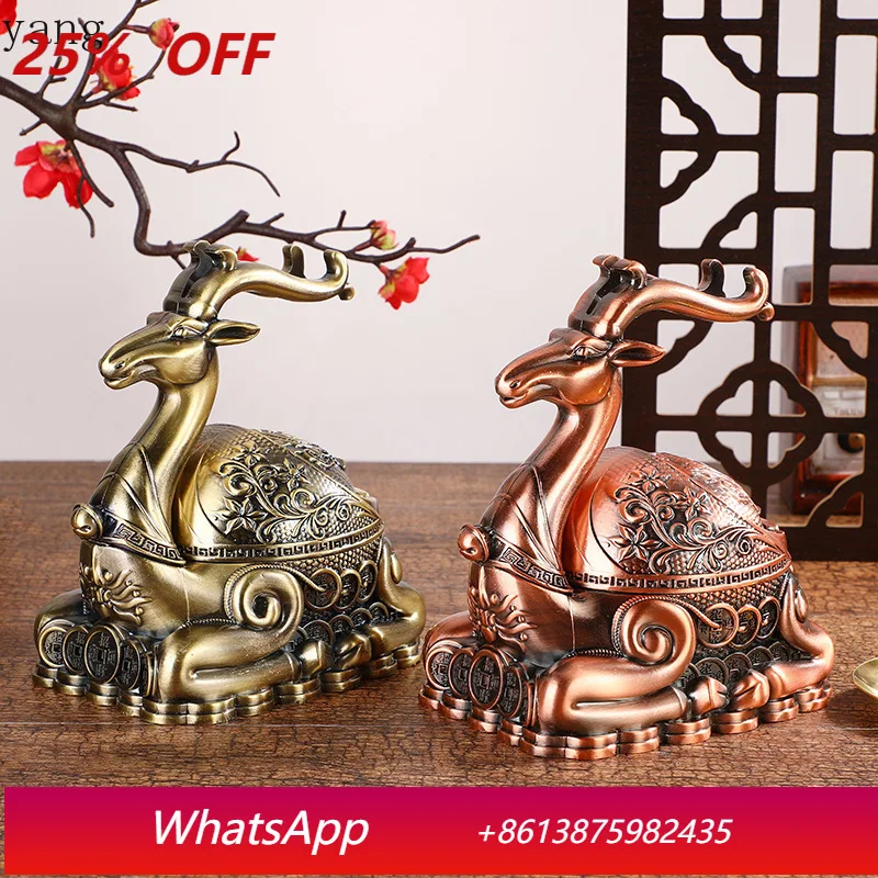 

CX exquisite carving money deer high-end living room ornament