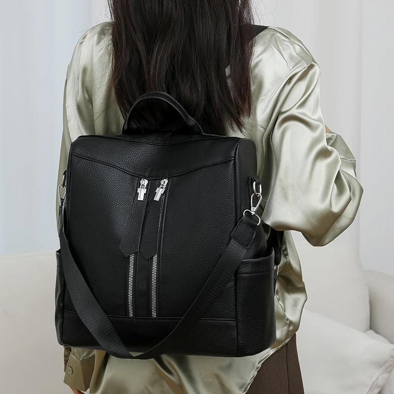 

PU leather Backpack Women Vintage Genuine Leather School Bag England College Style Designer Luxury Shoulder Bag Ladies Handbags