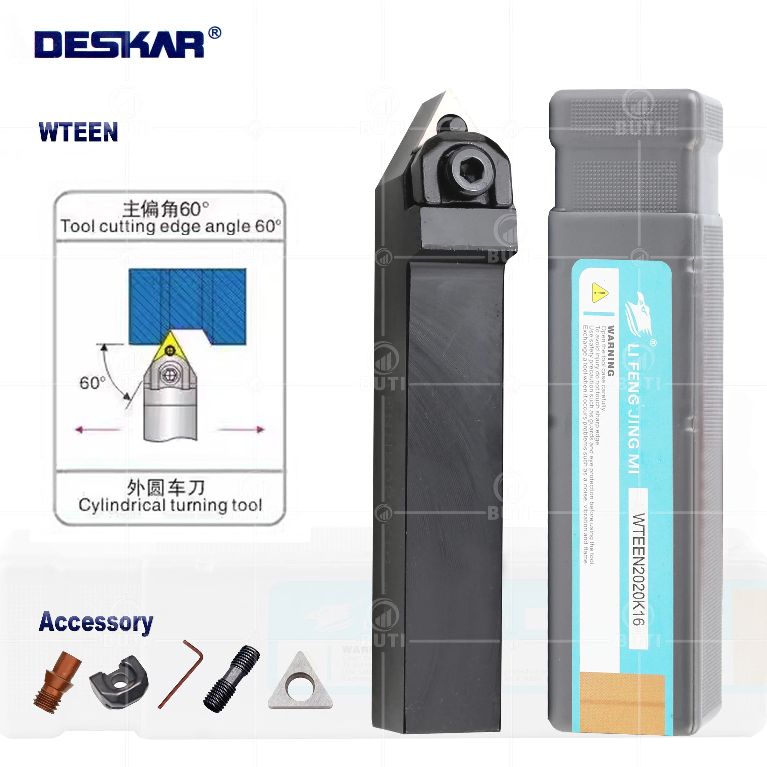 Deskar-cnc Torno Cortador de Corte Turning Tool Holder para Tnmg Carbide Insert 100 Original Wtenn1616h16 Wtenn2023k16 Mtenn2525m16