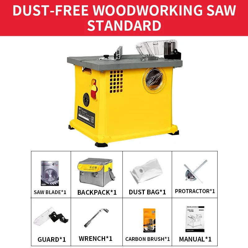 Portable Dust-Free Table Saw for Woodworking 4-inch Electric Multifunctional Precision Dust-Proof Cutter for Cutting Wood Floori