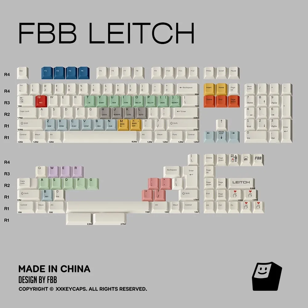 FBB キーキャップ Leitch PBT DYE-SUB キーキャップセット メカニカルキーボード用 60%、75%、80%、96%、100% コンピュータ DIY アクセサリー