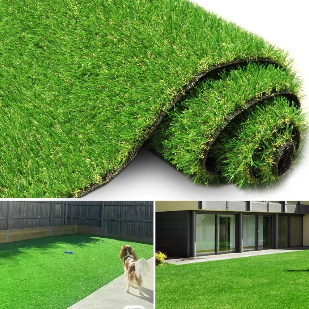 Fake Grass Lawn with Drain Holes,Indoor Outdoor Synthetic Grasses Mat for Garden Patio Backyard, Artificial Grass Turf