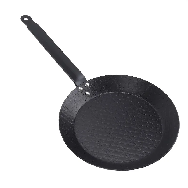 20cm Carbon Steel Skillet Nonstick Frying Pan Smokeless Comfortable Grip for Indoor Outdoor Cooking Steak Egg Fish Vegetable