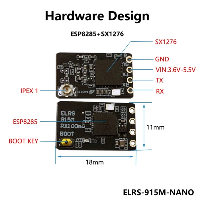 FULL-ELRS 915Mhz NANO Expresslrs Receiver With T Type Antenna For RC FPV Traversing Drones Parts Accessories