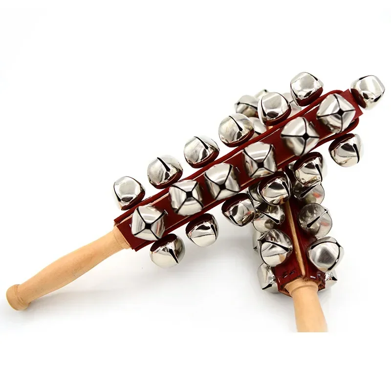 Hand Jingle Bells Hand Sleigh Bells Wooden Shaker Jingle Bells Stick Musical Percussion Instrument Bells For Musical Instruments