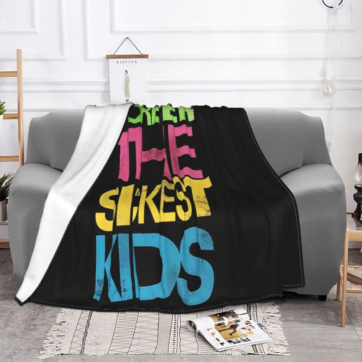 T Forever The Sickest Kids S Slogan Party Autumn High Quality Normal Middle Aged Girl Game Graphic Letter Throw Blanket