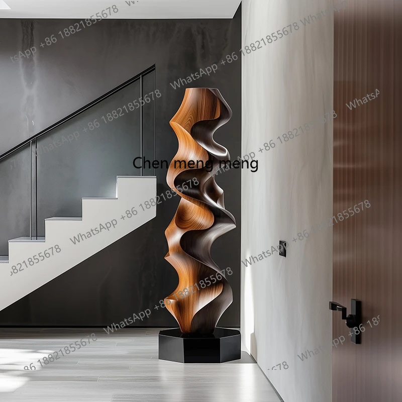 

Hotel Lobby Tall Floor Decoration Ornament Soft Furnishing Sales Office Model Room Abstract Wood Carving Craft
