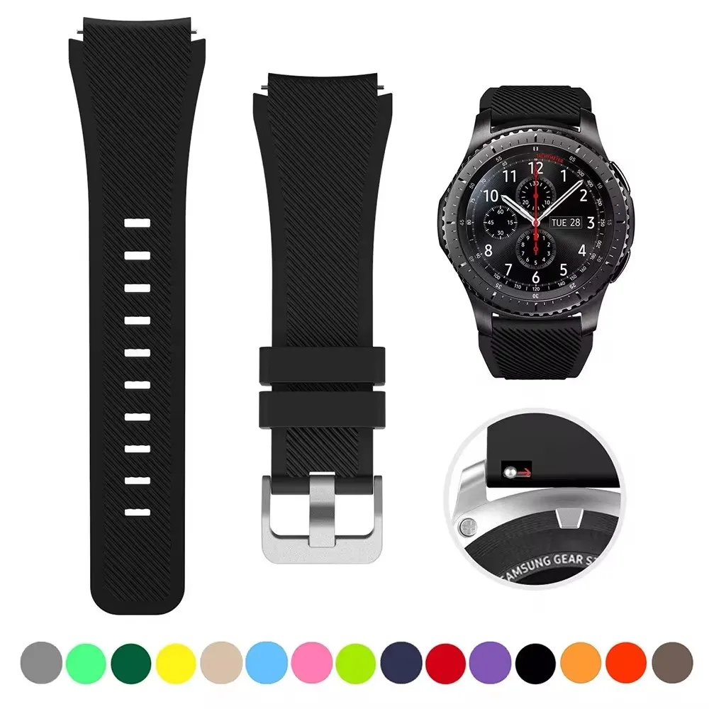 

20mm 22mm Silicone Bracelet for Samsung Galaxy Watch 3 4 5 46mm/42mm/active 2 Gear S3 Frontier/S2/Sport Huawei GT 2 Strap