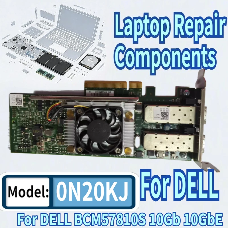 

95% новый сетевой адаптер DELL BCM57810S 10Gb 10GbE Gigabit Dual Port SFP+ для оптоволоконных сетей 0N20KJ CN-0N20KJ N20KJ 0Y40PH CN-0Y40PH