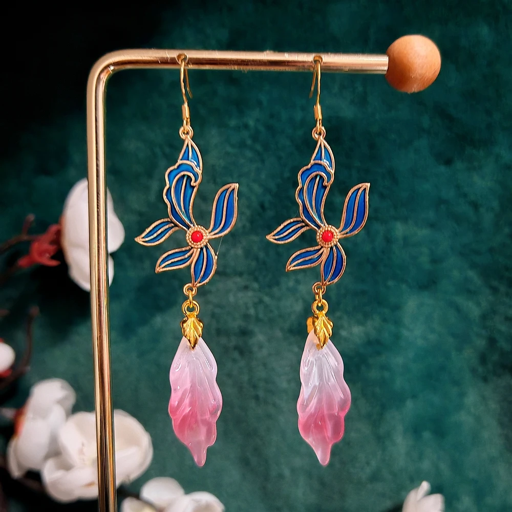 

SHXI925 Hypoallergenic Crystal Apricot Dangle Earrings Boho Vintage Chinese Style Hanfu Maqun Jewelry Artisan Crafted​2025
