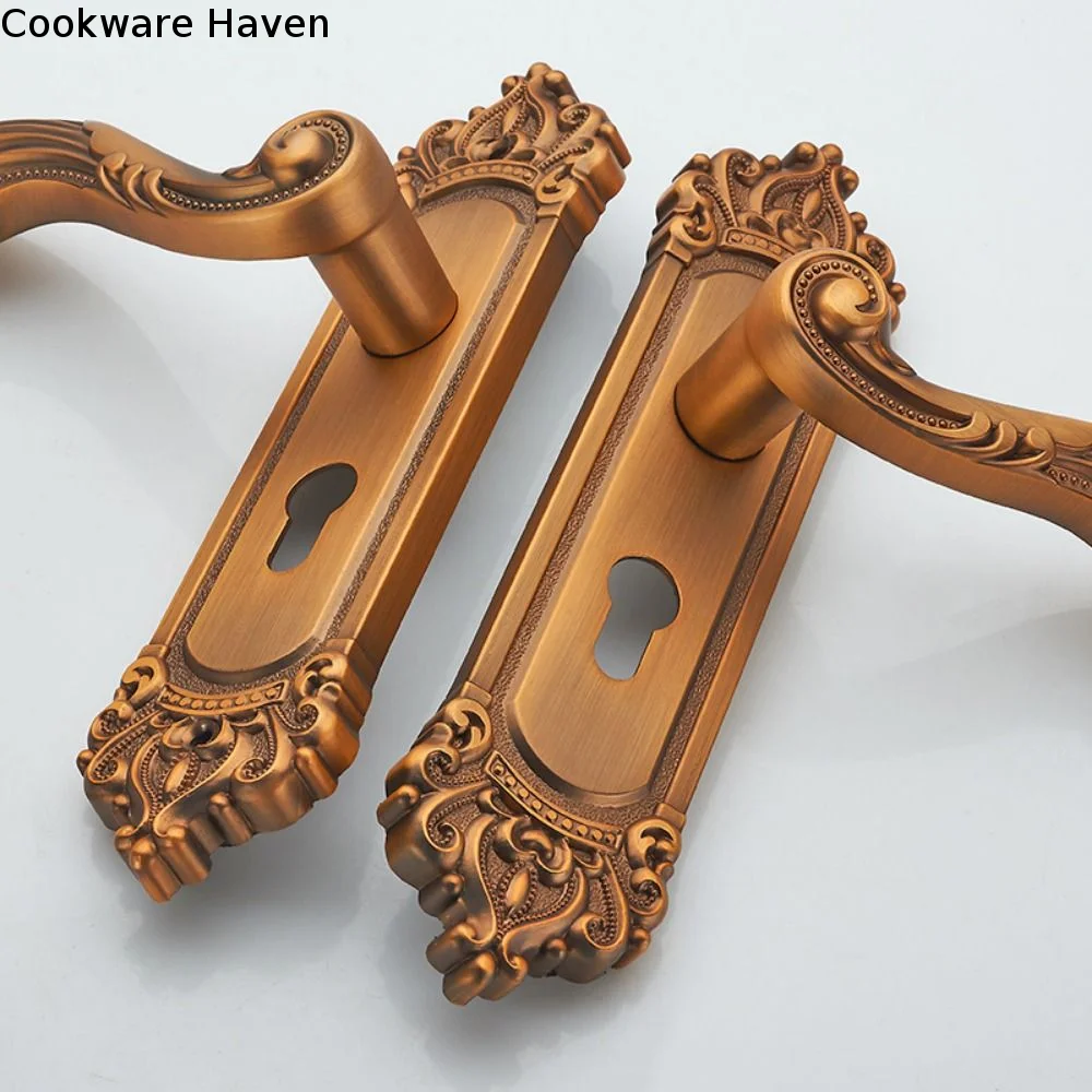 European Style Door Handle Locks Set Vintage Anti-theft Security Lock with 3pcs Keys Easy Install Interior Door Knobs Bedroom