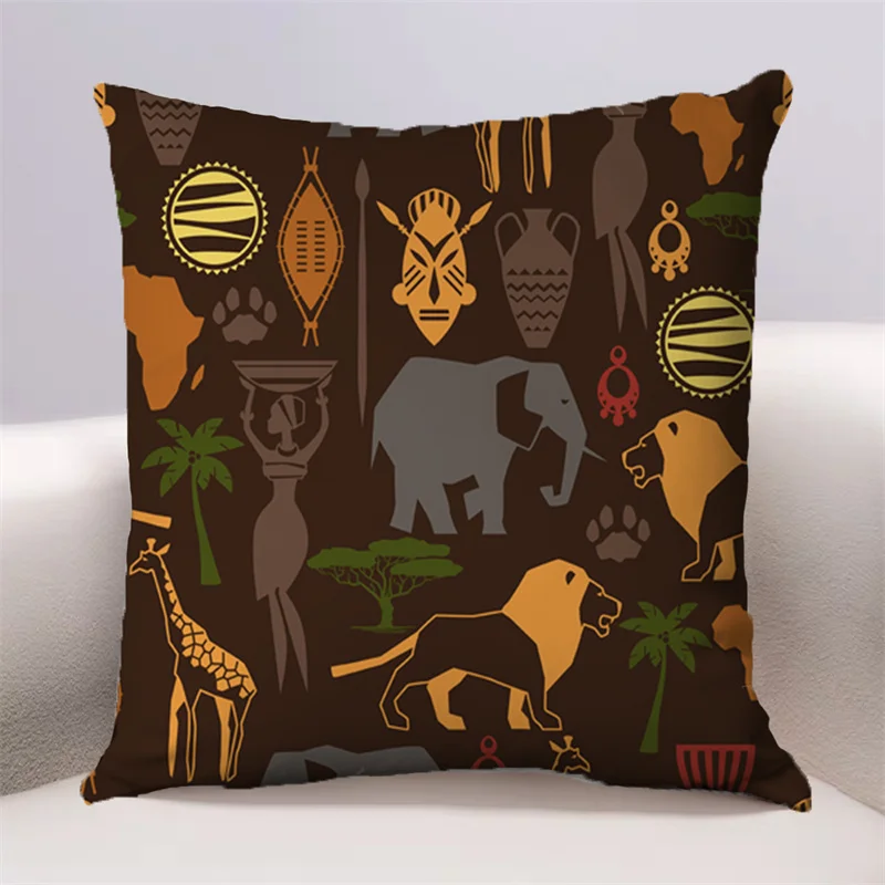 African Style Pattern Cushion Cover for Sofa Pillow Case Cover Seat Car Throw Pillowcase 45X45cm For Home Decorative 001