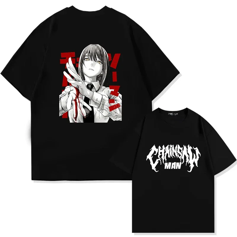 

Chainsaw Japanese Anime Man T-Shirt Denji Power Manga Graphic Tee Unisex Summer Short Sleeve Casual Cartoon Streetwear Tops