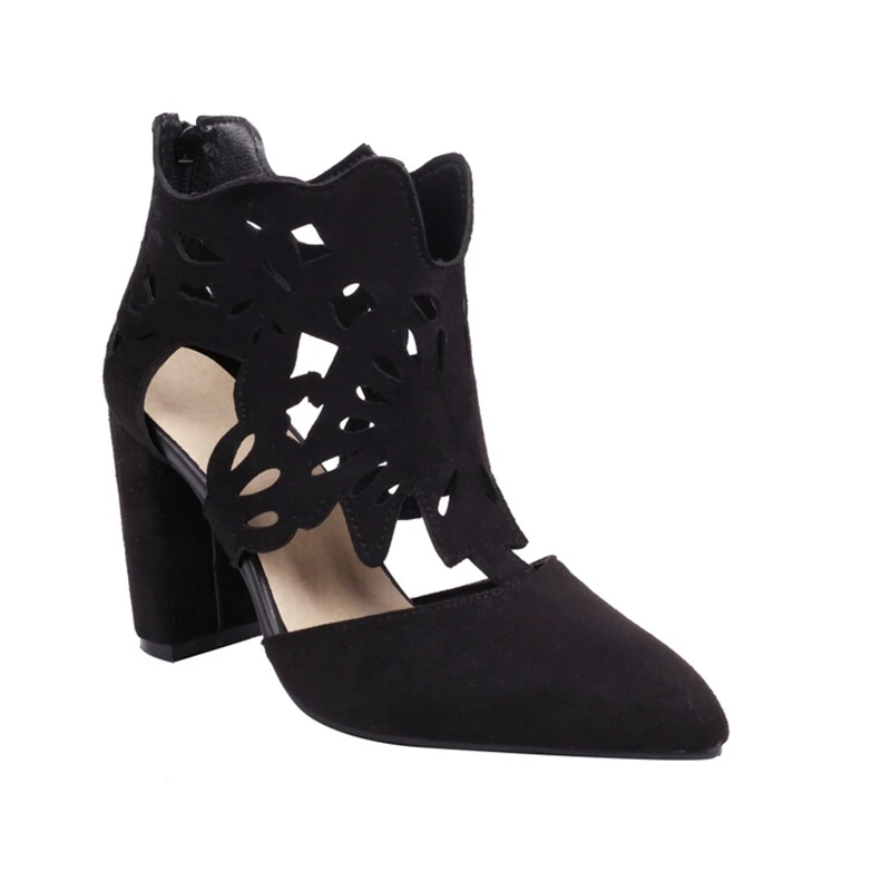 

Summer Hollow Out Ankle Cool Boots Women Fashion High Heels Back Zipper Party Ladies Sandals Big Size 45 46 47 48 8505