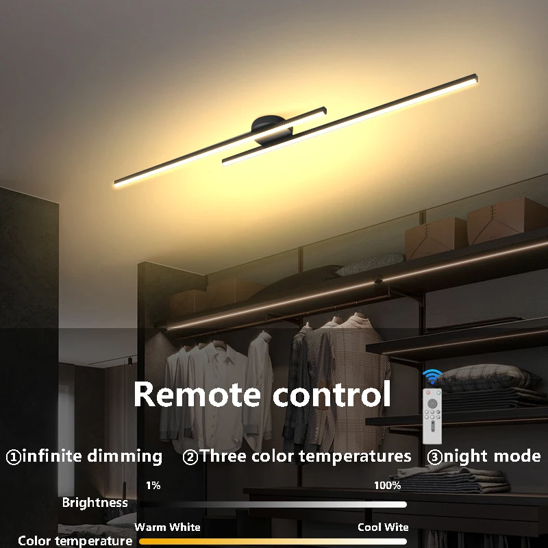 Modern LED Ceiling Light Minimalist Strip Light Gold Black 60/80cm Corridor Corridor Dressing Room Bedroom Living Room Lighting