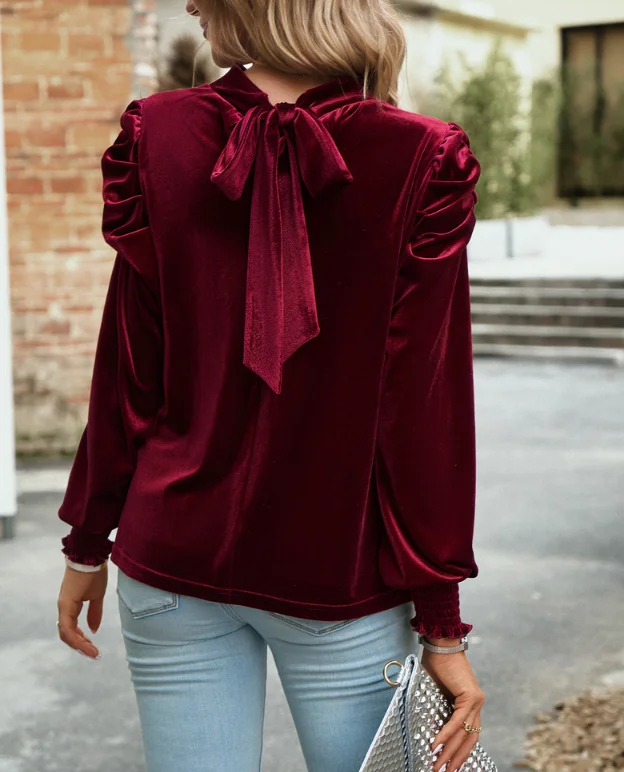 Blouse Woman Trend 2024 Fashion Casual Solid Color Long Sleeved Korean Velvet Shirt for Women