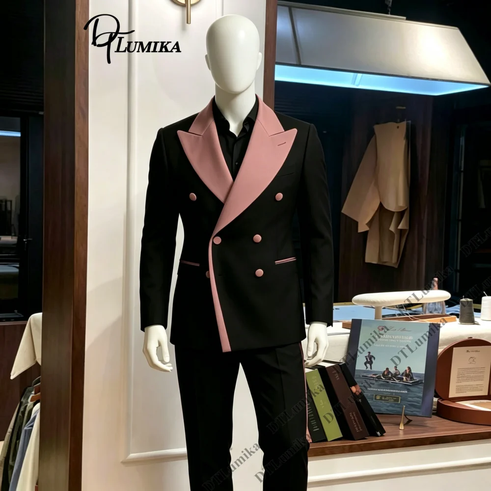 

DTLumika Double Breasted Men's Formal Suit for Prom, Wedding, Party, Pageant, Dinner Dating, Anniversary, 2-Piece Suit Tuxedo