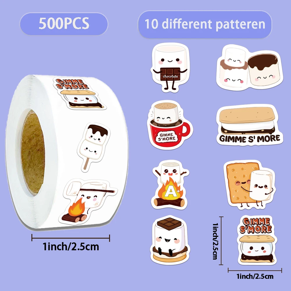

500PCS Creative Cotton Candy Cartoon Roll Stickers Personalized Stickers Phone Case Decoration Materials DIY Stickers