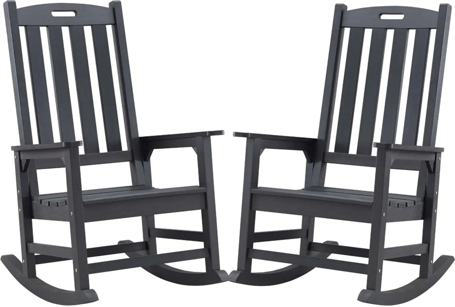 Oversized Outdoor Rocking Chair Set of 2, Most Components for Effortless Installation (Carbon Black)