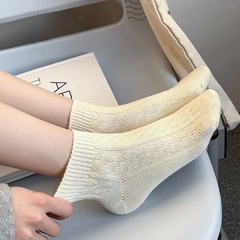 

White Color Gils Cotton Socks Japanese Style School Students Short Socks Casual Fashion Breathable Low Cut Ankle Socks Women Sox