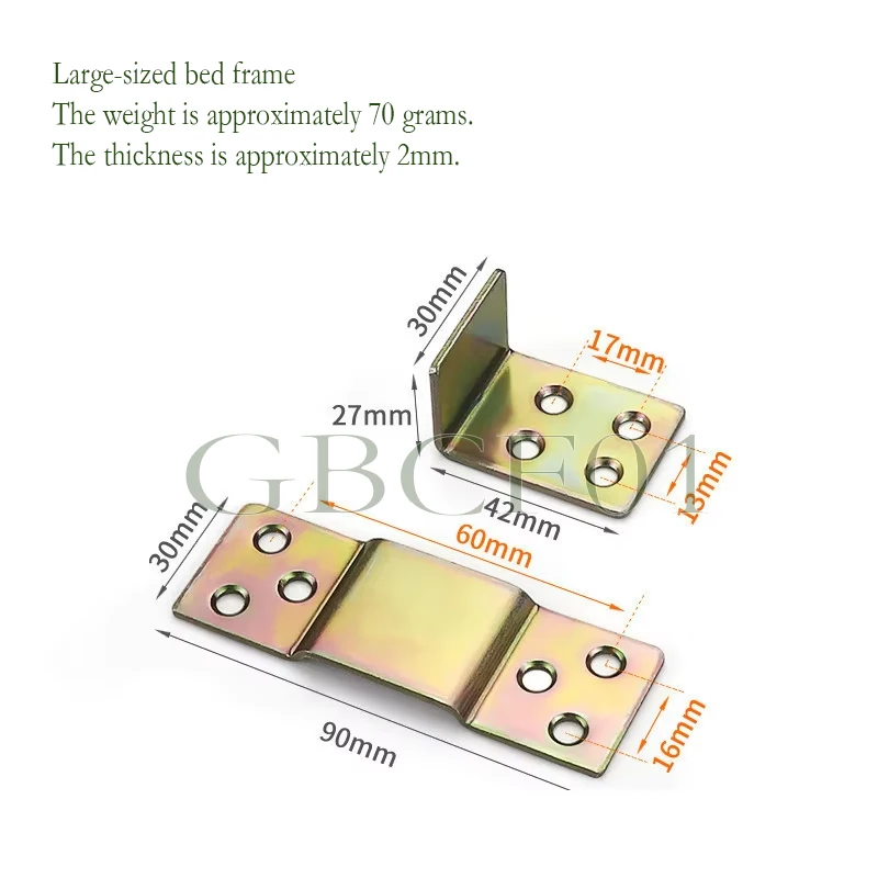 Furniture Hardware Heavy Duty Solid Wood U-Shaped Bed Frame Brackets, Bed Beam Support Clips, Bed Board Fixing Hook with