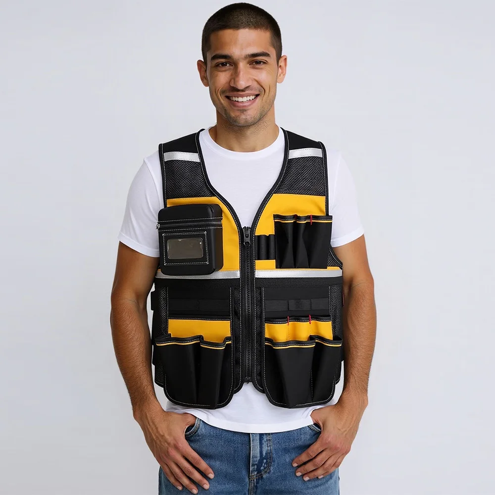 

Tool Vest for Carpenter Multi-functional Pockets Electrician Work Vest Fishing Vest for Men Photography Vest Man
