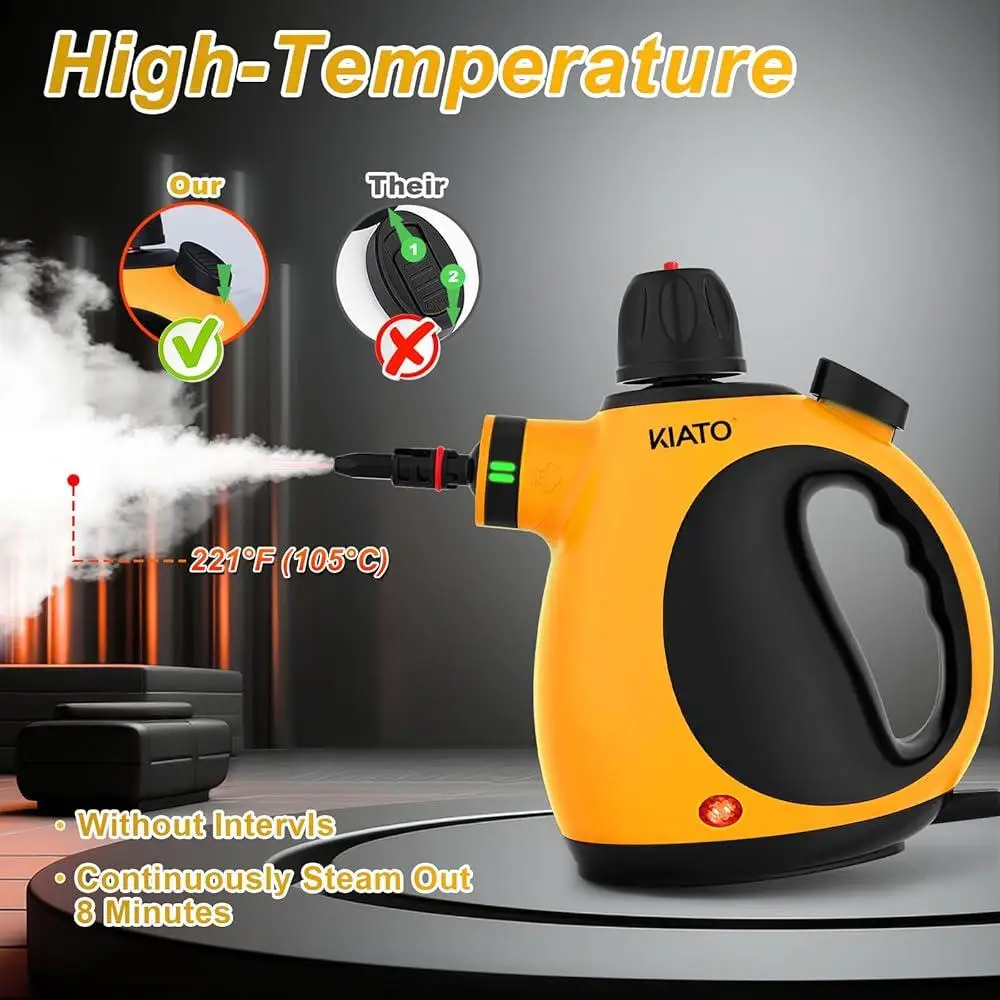 10 in 1 Handheld Steam Cleaner Portable Pressurized Steamer Continuous Steam Multi-Purpose Cleaning Home Car Bathroom Upholstery