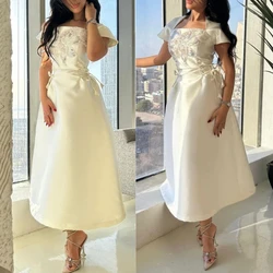 Jiayigong  Ball    Satin Pattern Criss-Cross Homecoming A-line Square Neck Bespoke Occasion Gown Midi Es