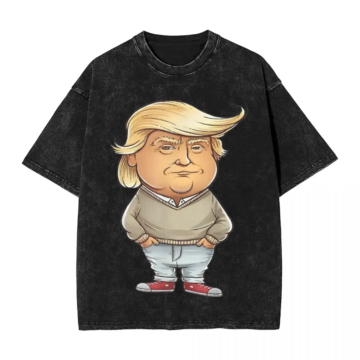 Trump I'm Just A Chill Guy Funny Washed T Shirts Streetwear Hip Hop Vintage T-Shirt Tees Tops for Men Women Harajuku Printed