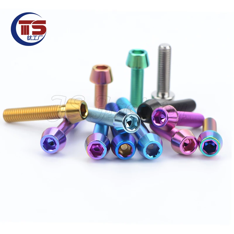 TS 2pcs/10pcs DIN912 M6X10-40mm Cone Hexagon Titanium Screws Bicycle Motorcycle Retrofit Standard Parts GR5