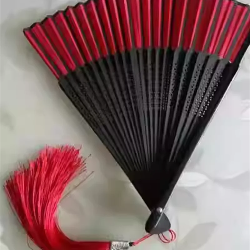 Hand Bambus Seide Falt fächer Cheongsa Fan Chinesisch Japanisch charmante elegante Vintage Retro-Stil, Frauen Damen Mädchen schwarz rot