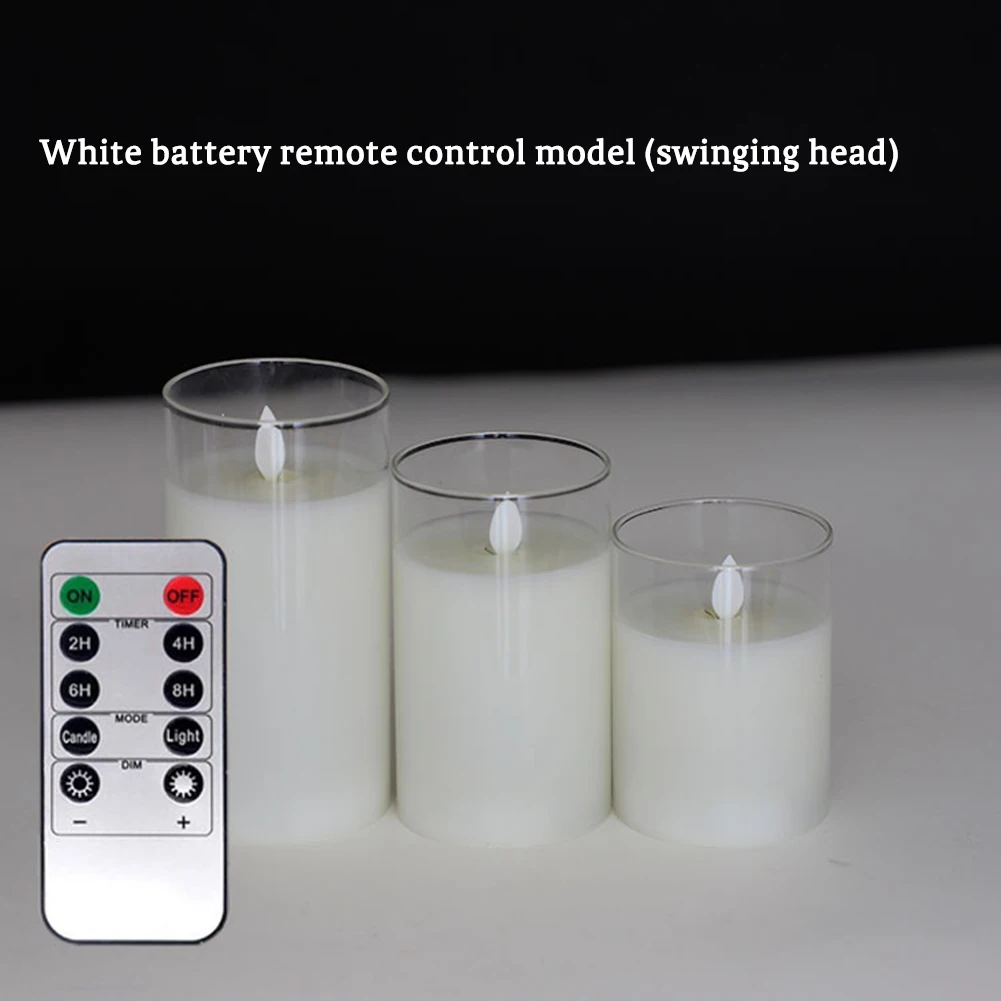3pcs LED Electronic Candle Set Adjustable Brightness Modes Battery Powered Candle Lights For Home (10/12.5/15cm )