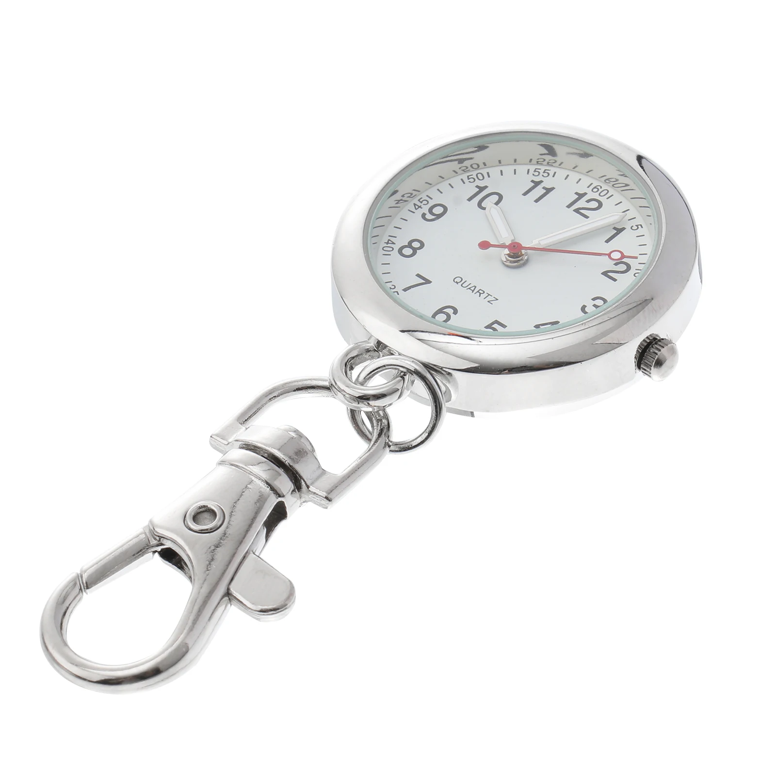 

1pc Stainless Steel Pocket Vintage Keychain Pocket Watch Keyring Pendant Quartz Watch For Medical Staff Key Ring Clip