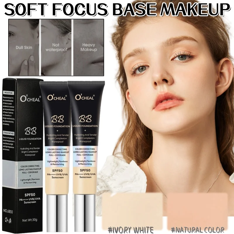 

Hydrating Isolation Liquid Foundation Lightweight Brightening Concealer Waterproof Sweat-proof and Long-lasting Without Makeup